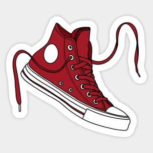 Deep red high tops Sticker